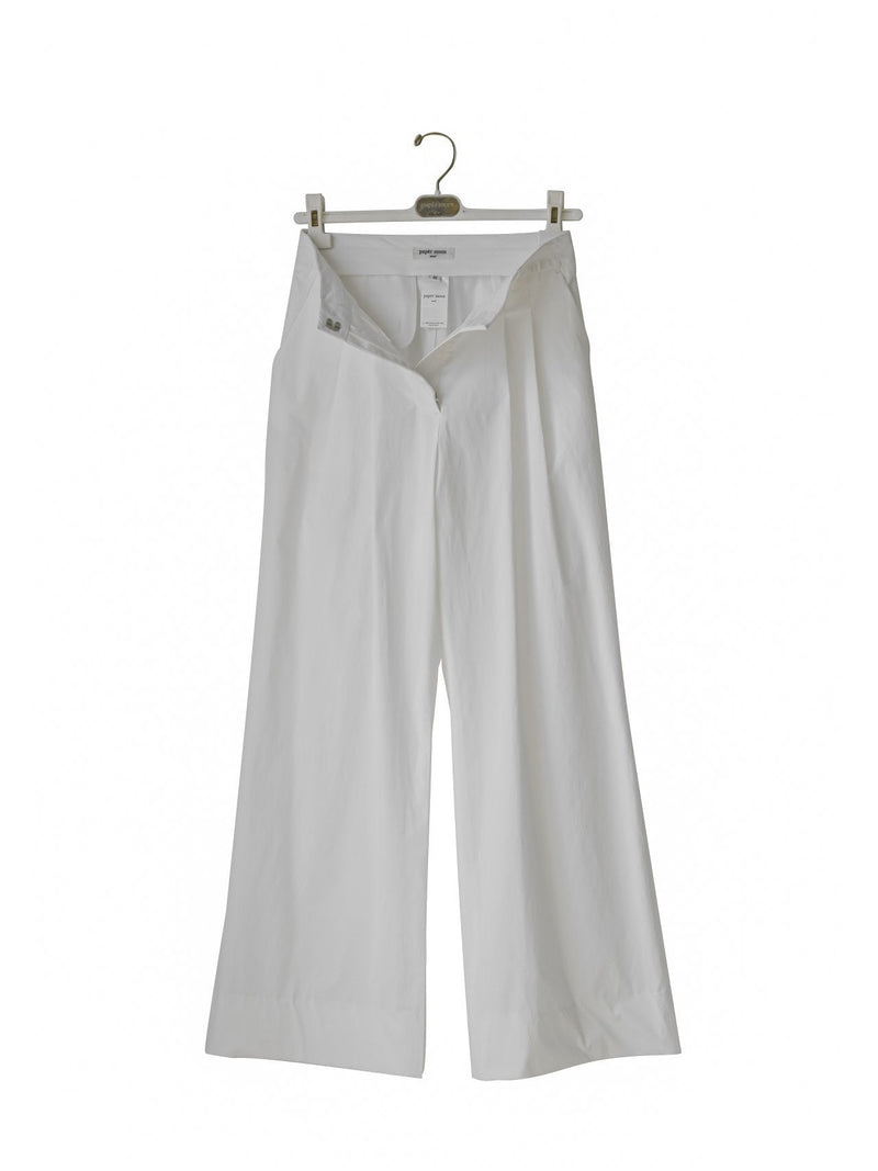 COTTON WIDE TWO PIN TUCK PANTS