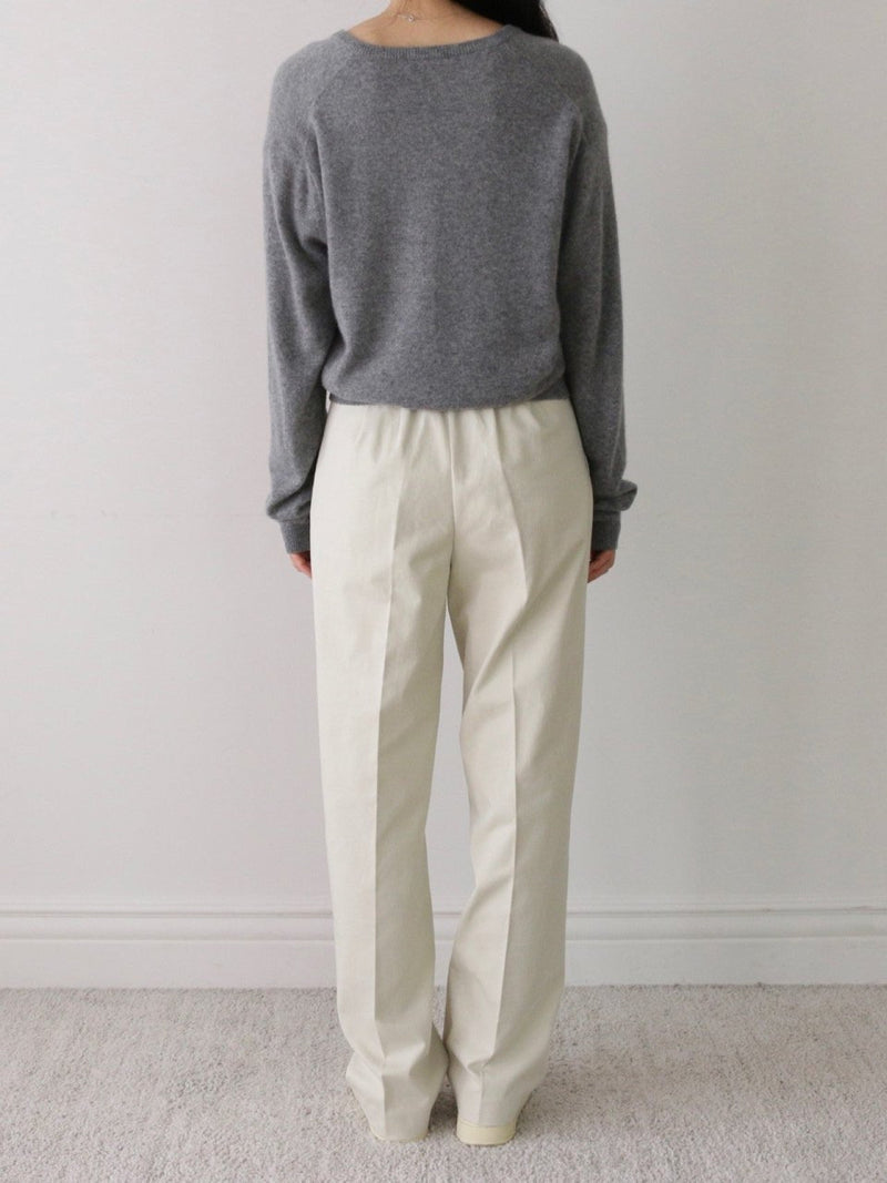 COTTON WIDE TWO PIN TUCK PANTS