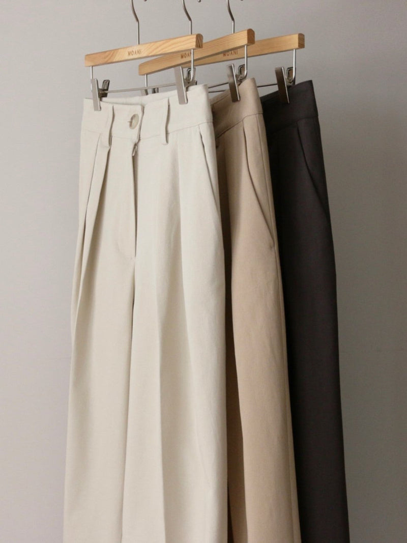 COTTON WIDE TWO PIN TUCK PANTS – MINUSEY