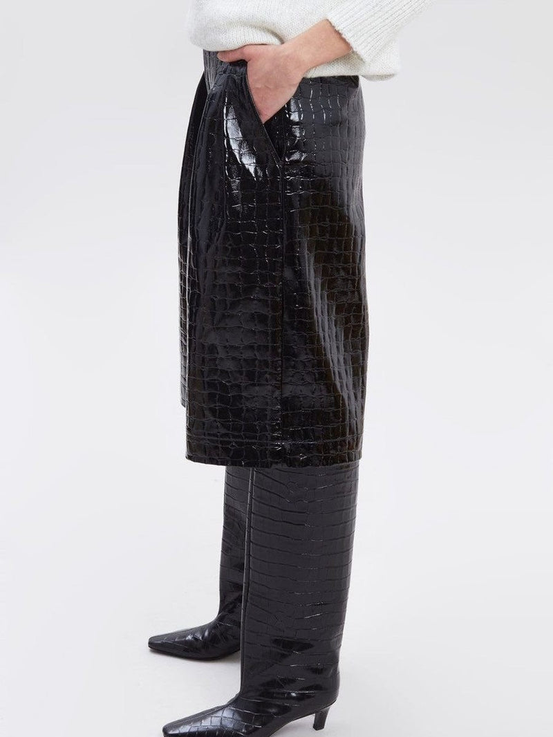 CROC LEATHER BERMUDA SHORTS
