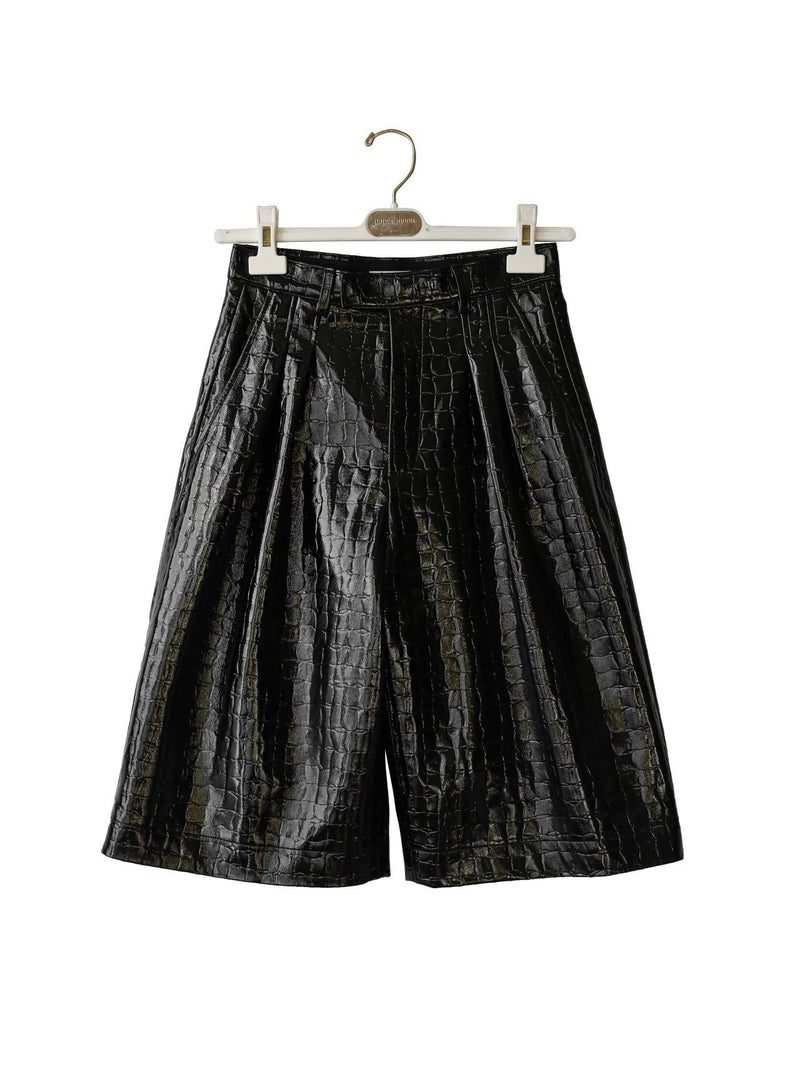 CROC LEATHER BERMUDA SHORTS