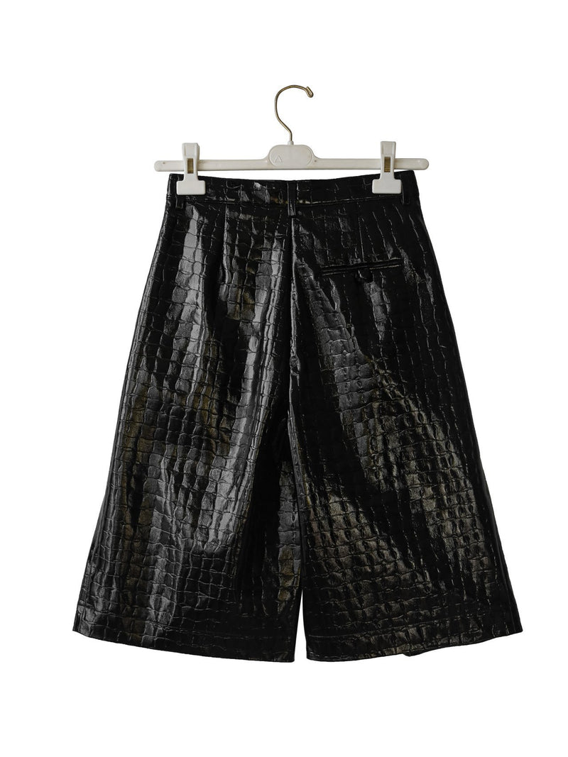 CROC LEATHER BERMUDA SHORTS