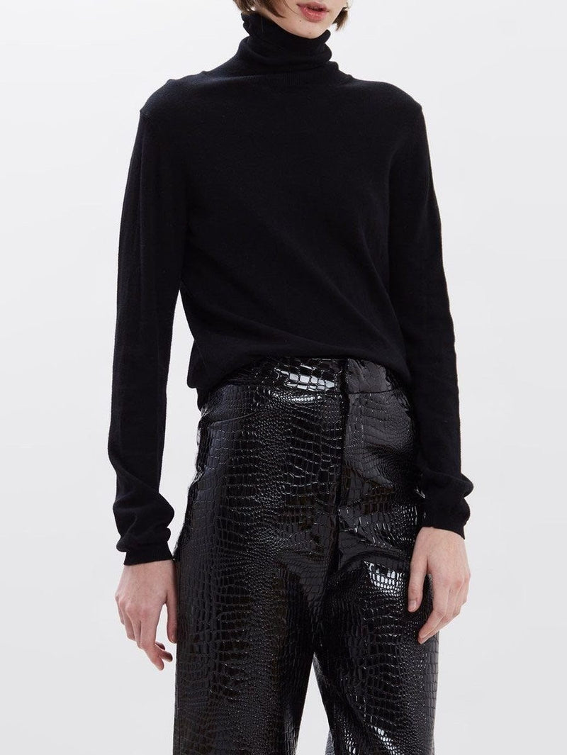 CROC LEATHER VOLUME TROUSERS