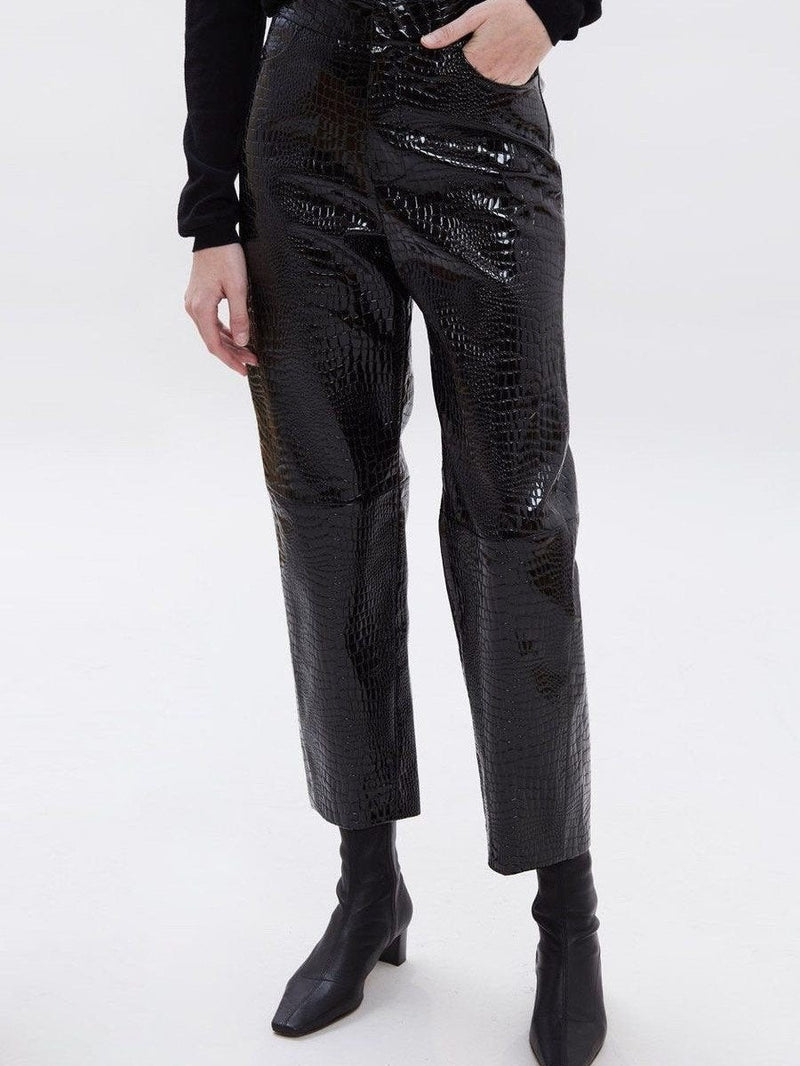 CROC LEATHER VOLUME TROUSERS