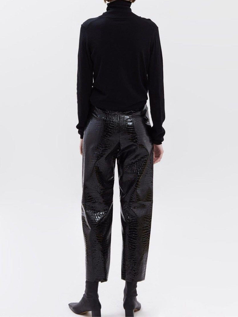 CROC LEATHER VOLUME TROUSERS