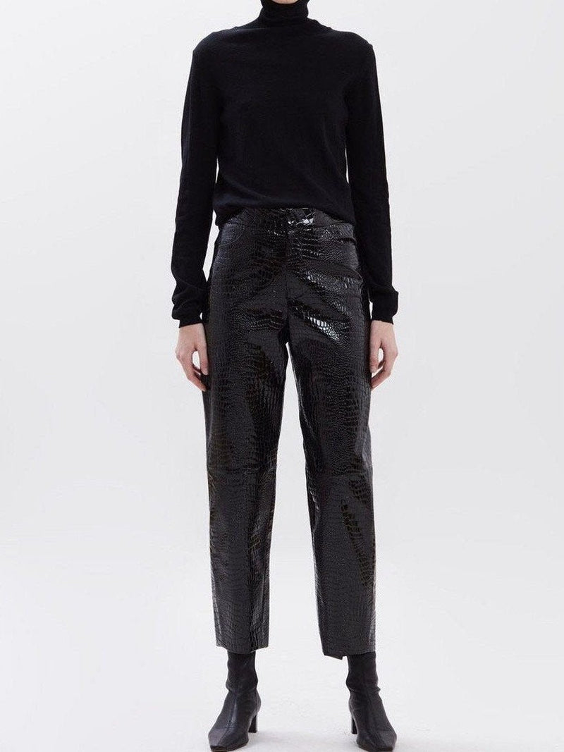 CROC LEATHER VOLUME TROUSERS