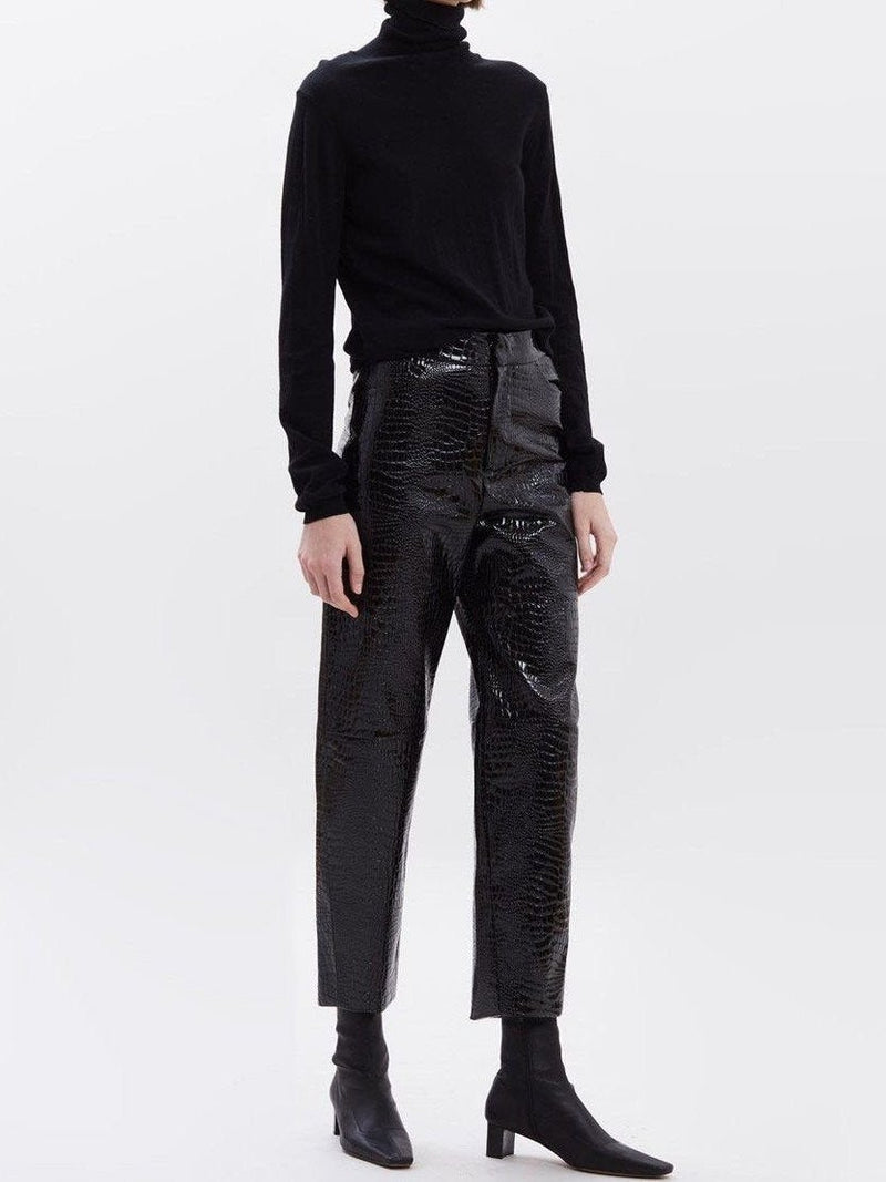 CROC LEATHER VOLUME TROUSERS