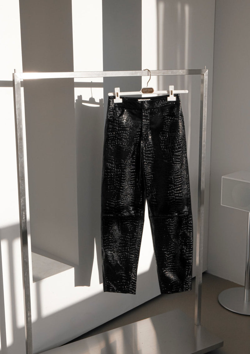 CROC LEATHER VOLUME TROUSERS