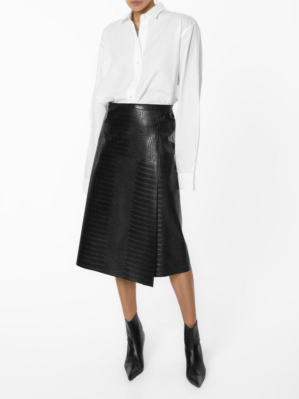 CROC LEATHER WRAP SKIRT