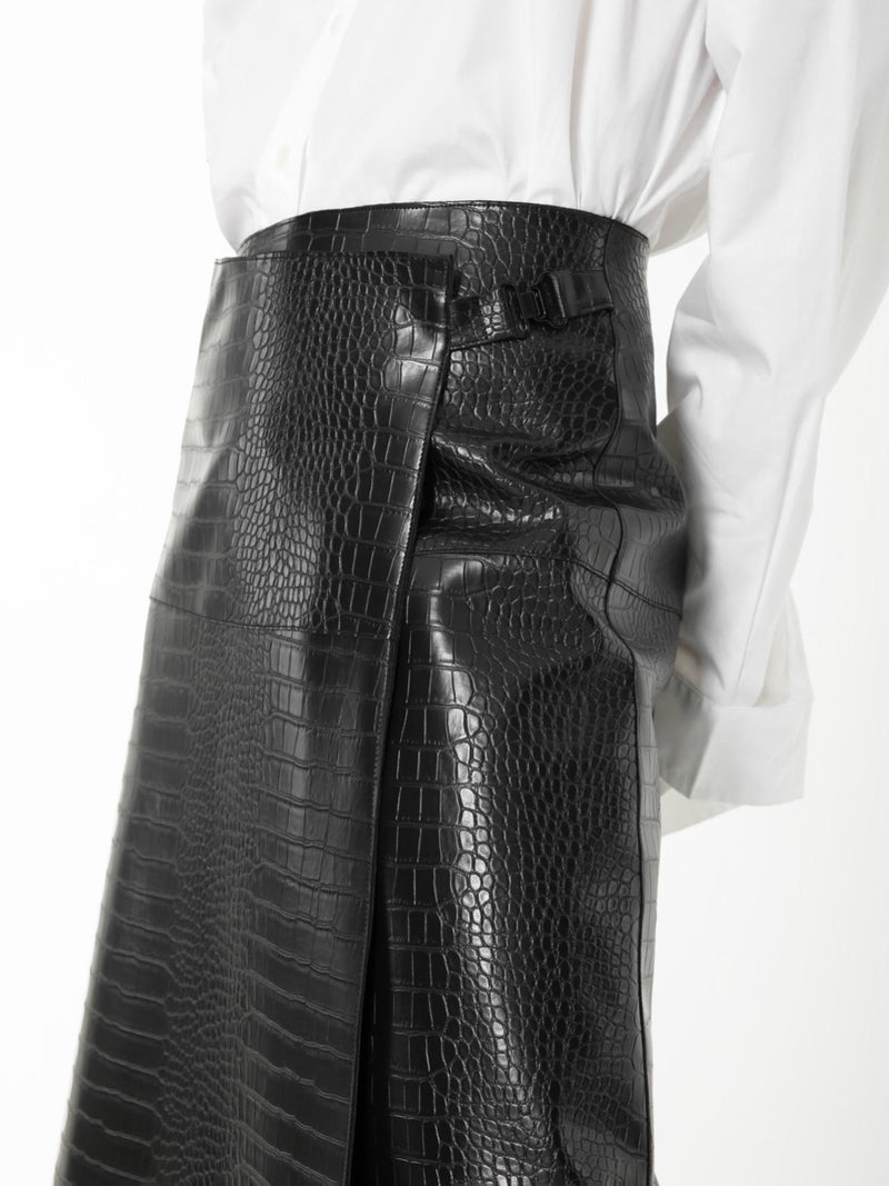 CROC LEATHER WRAP SKIRT