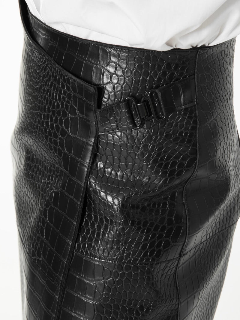 CROC LEATHER WRAP SKIRT