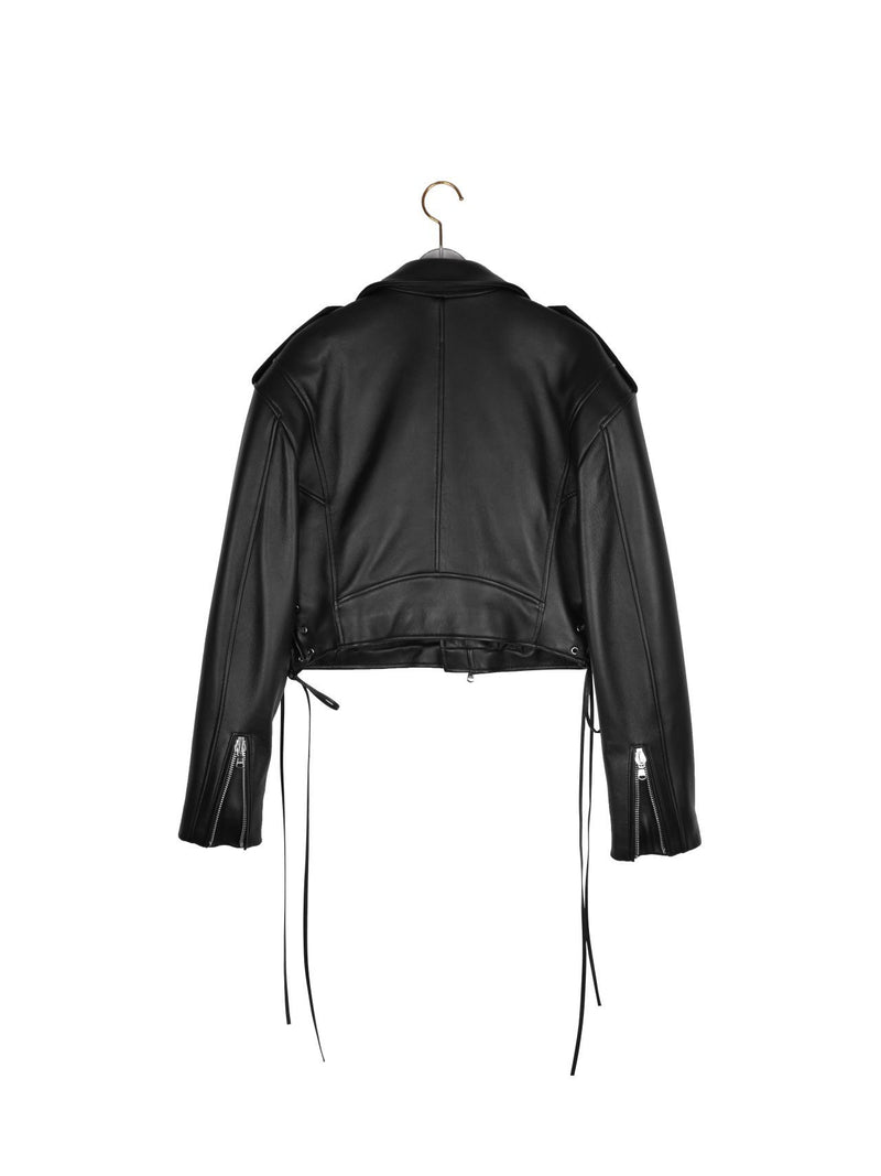 CROPPED LEATHER BIKER JACKET