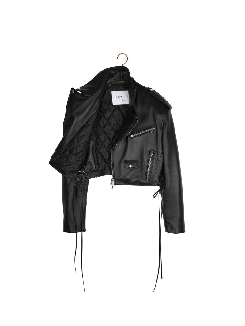 CROPPED LEATHER BIKER JACKET