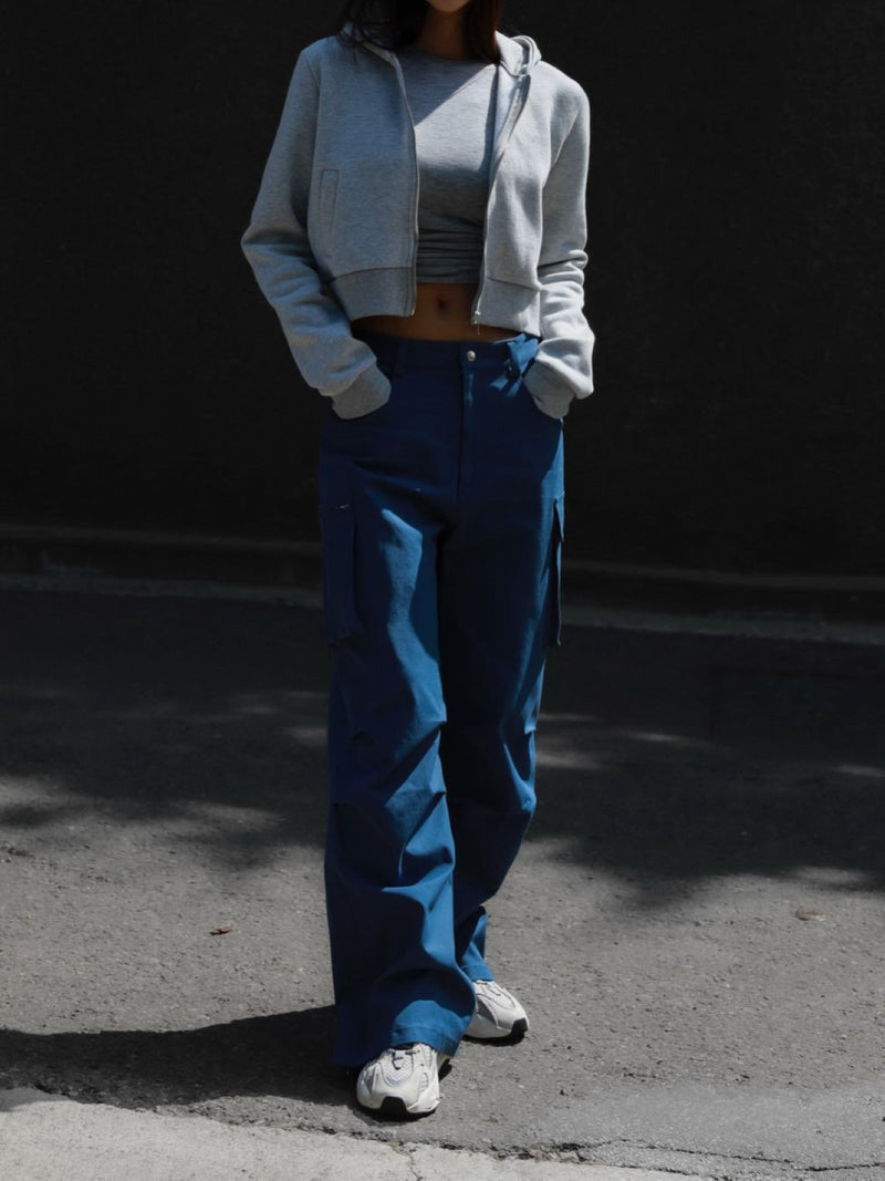CROPPED ZIPPERED HOODIE
