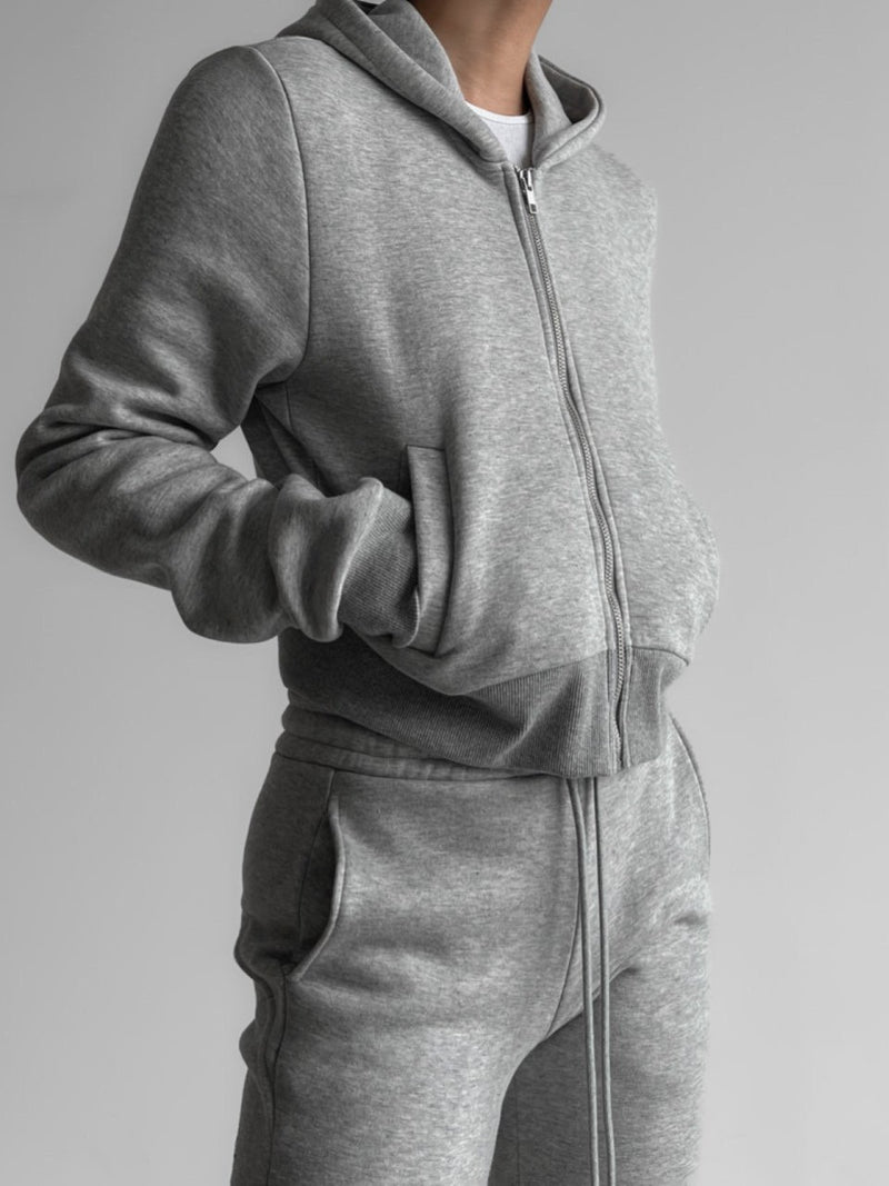 CROPPED ZIPPERED HOODIE