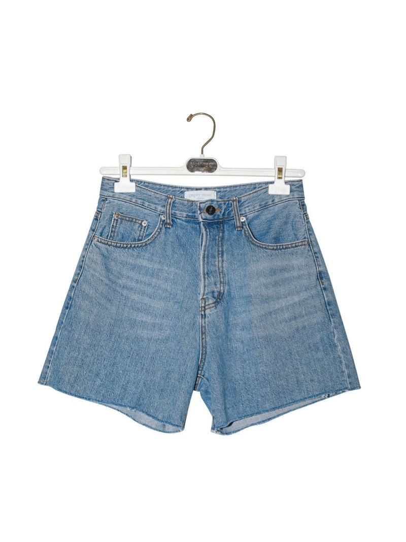 CUTTED DETAIL VINTAGE DENIM SHORTS