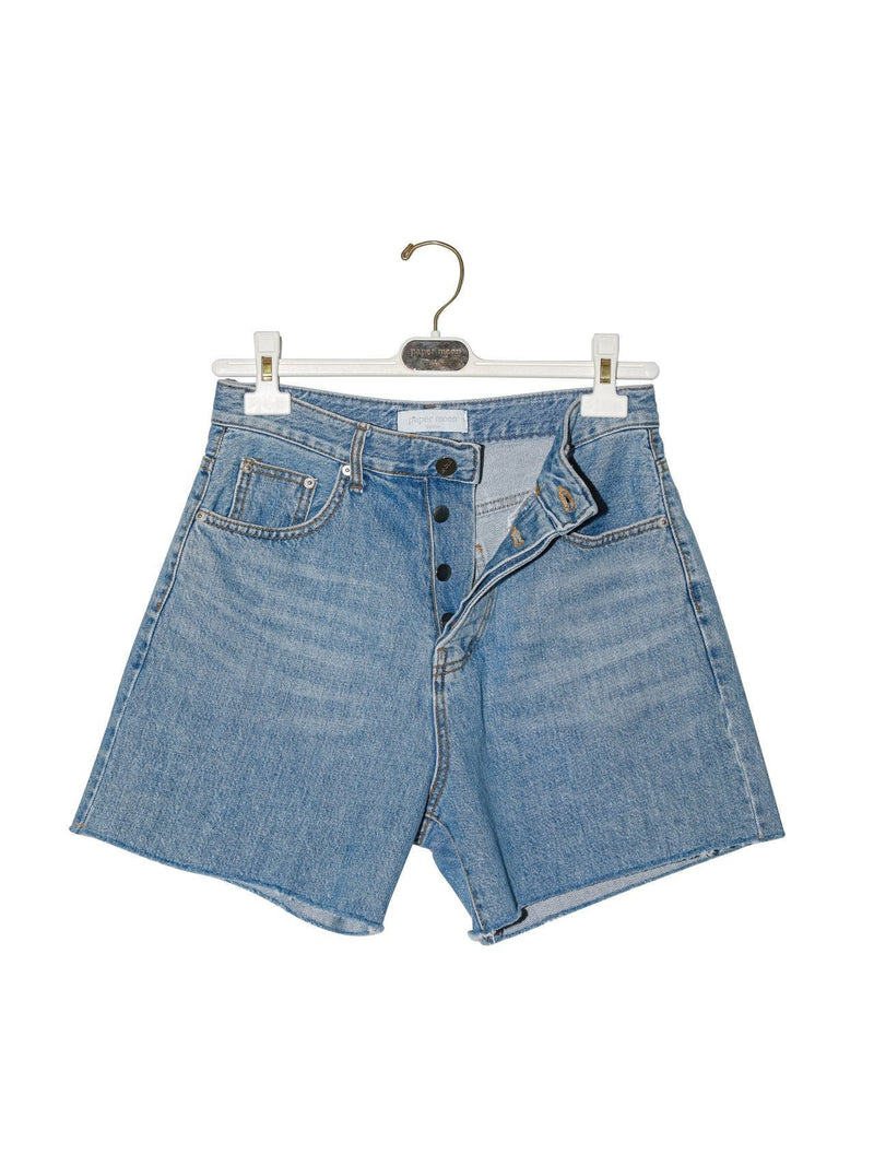 CUTTED DETAIL VINTAGE DENIM SHORTS