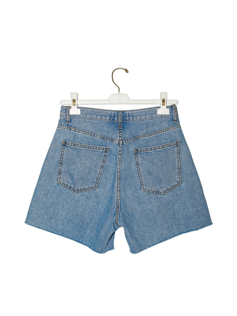 CUTTED DETAIL VINTAGE DENIM SHORTS