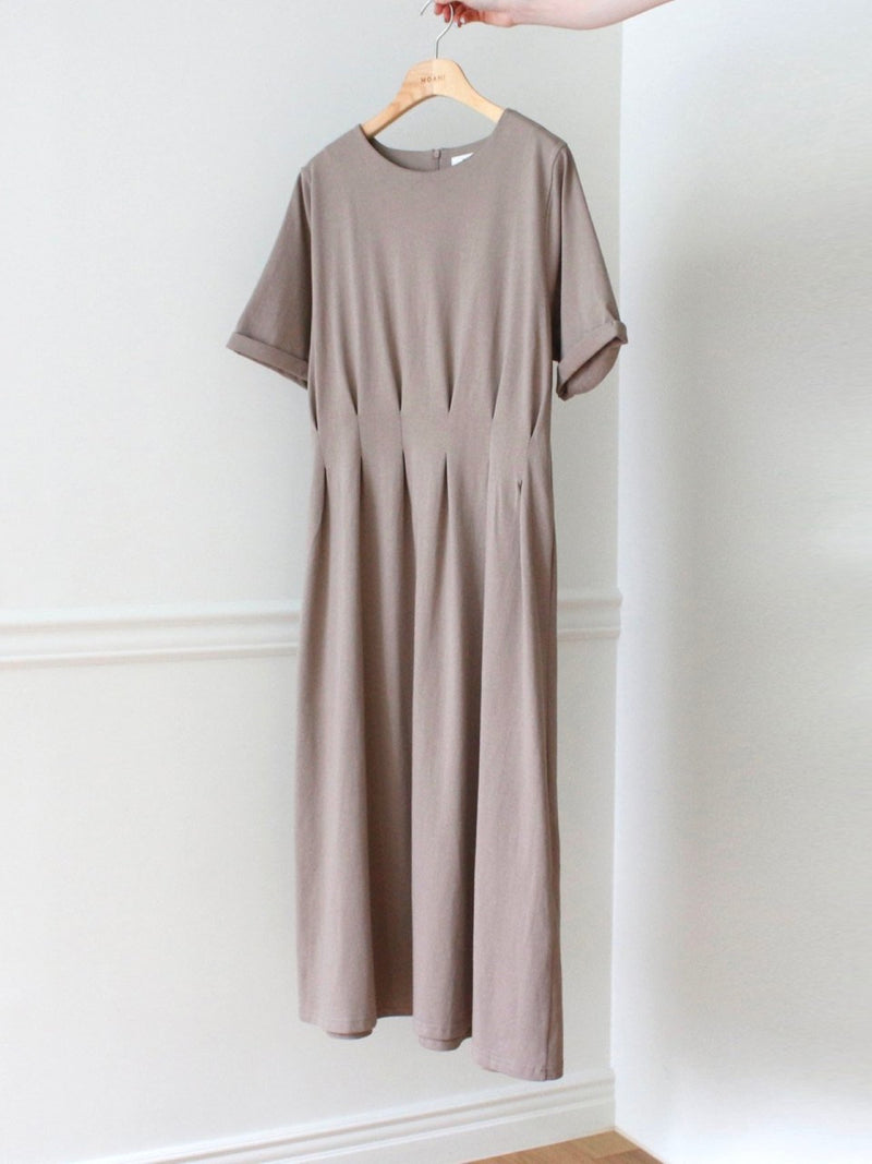 DART ROBE HALF SLEEVE COTTON DRESS