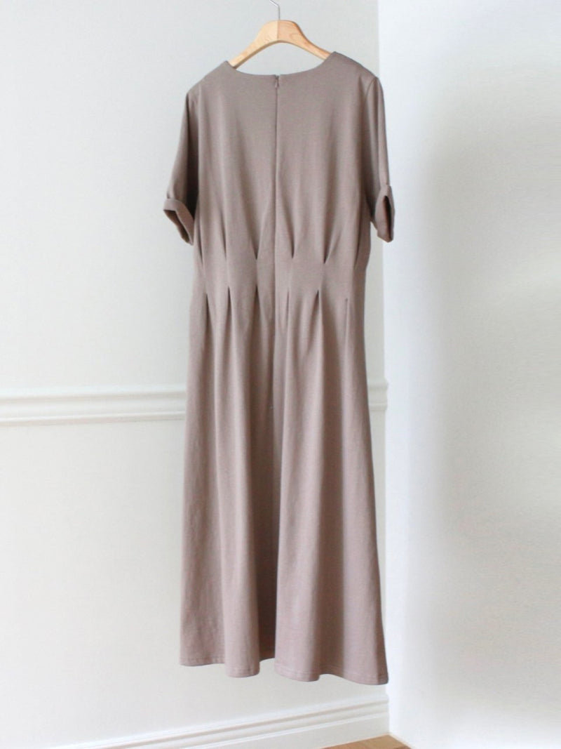 DART ROBE HALF SLEEVE COTTON DRESS