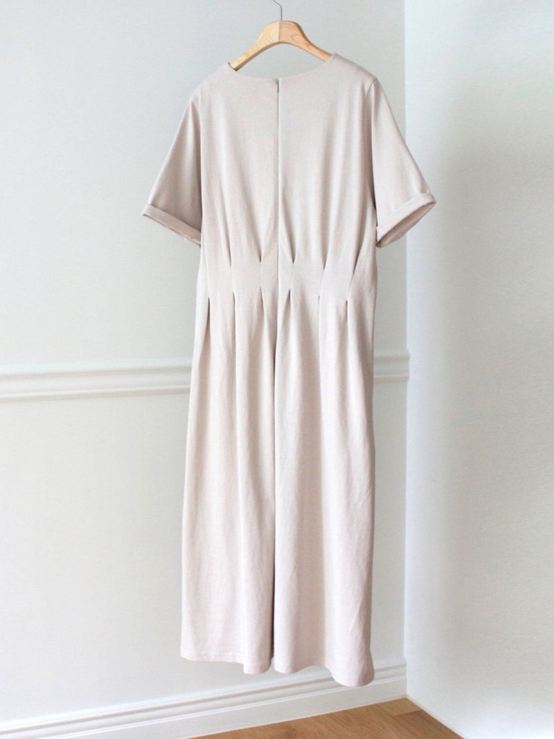 DART ROBE HALF SLEEVE COTTON DRESS