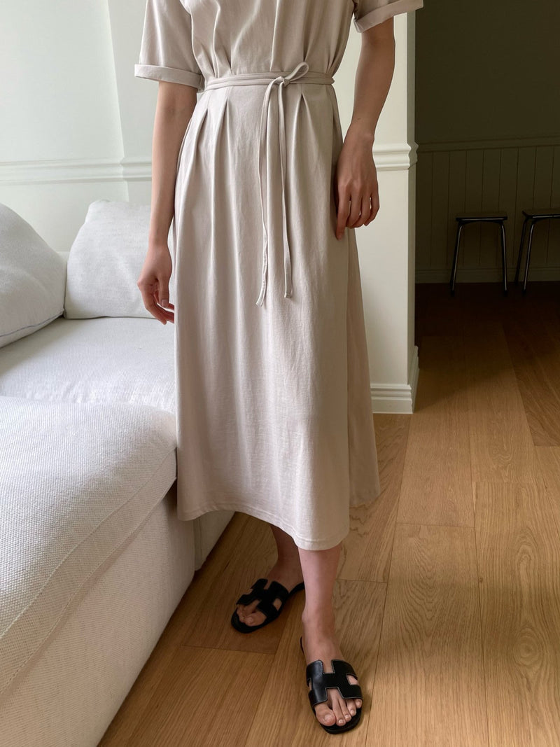 DART ROBE HALF SLEEVE COTTON DRESS