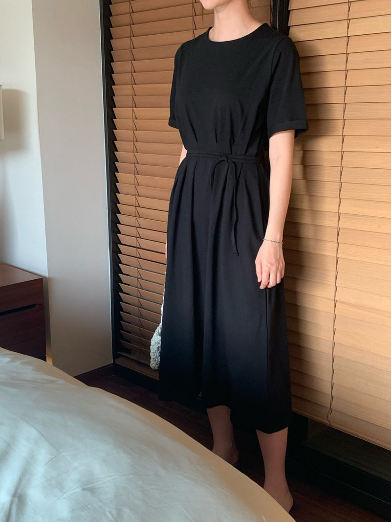 DART ROBE HALF SLEEVE COTTON DRESS