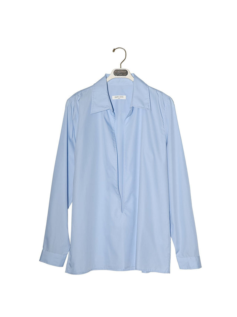 DEEP V-NECK VAREUSE COTTON SHIRT