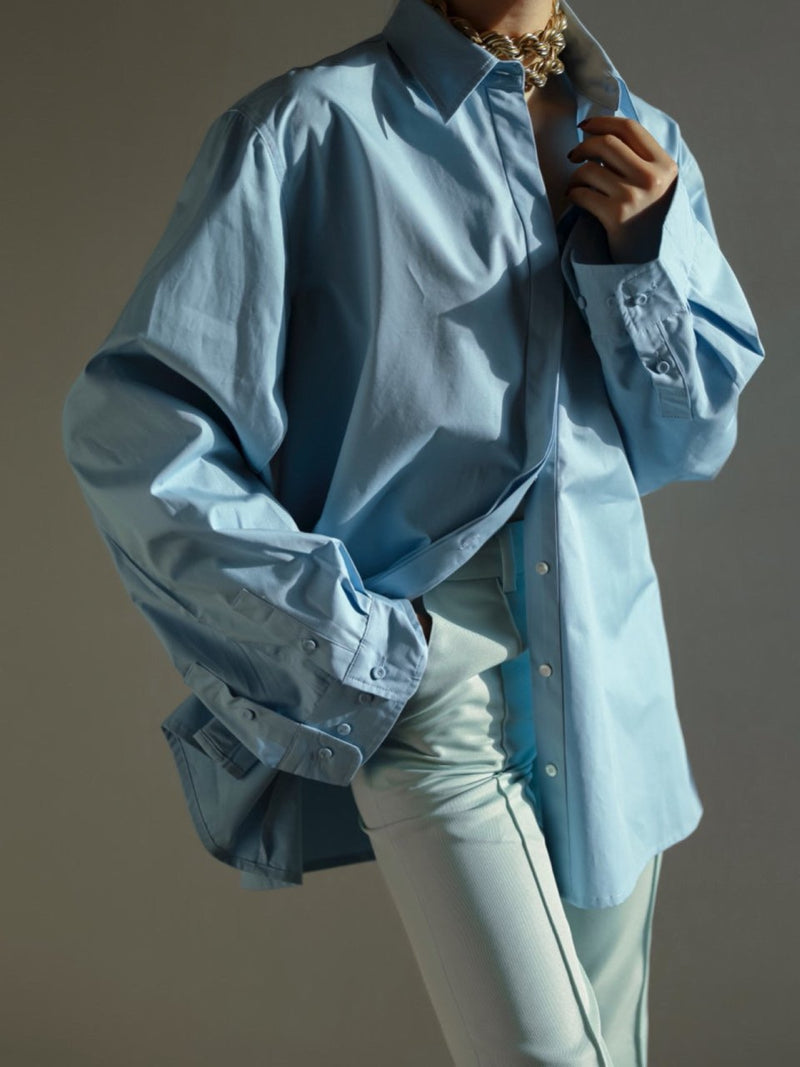 DOUBLE CUFF DETAIL OVERSIZED COTTON SHIRT