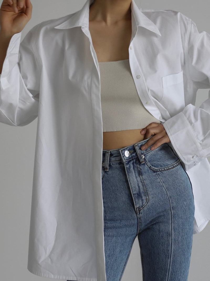 DOUBLE CUFF DETAIL OVERSIZED COTTON SHIRT