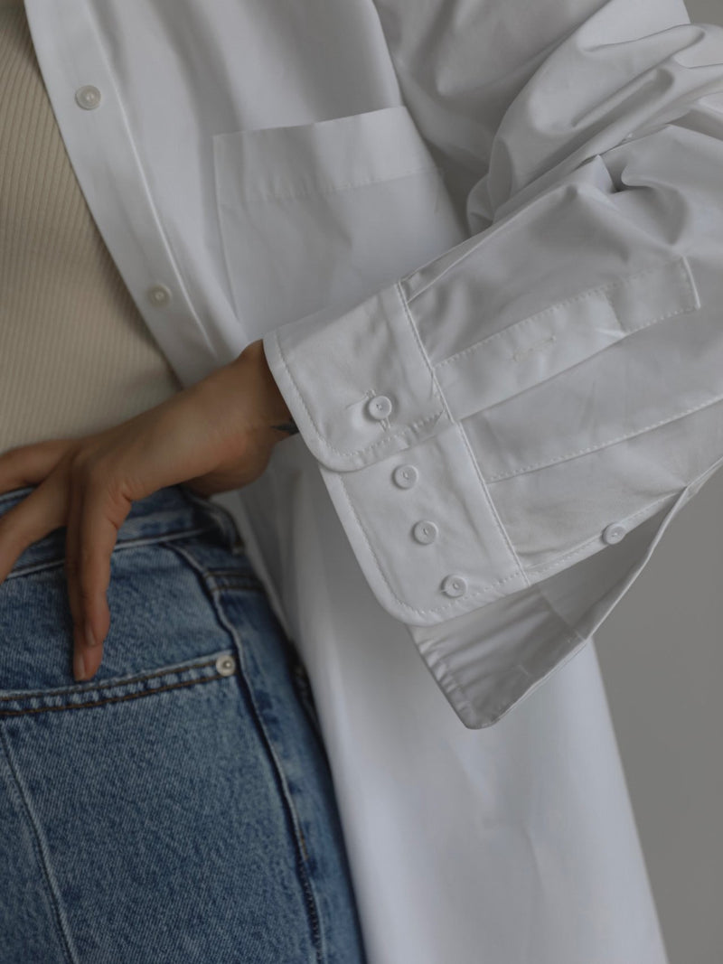 DOUBLE CUFF DETAIL OVERSIZED COTTON SHIRT