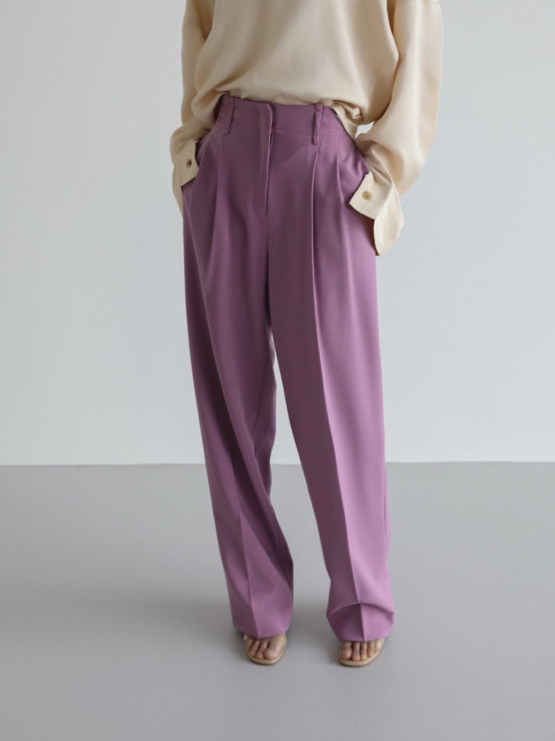 DOUBLE PLEATED STRETCH TROUSERS