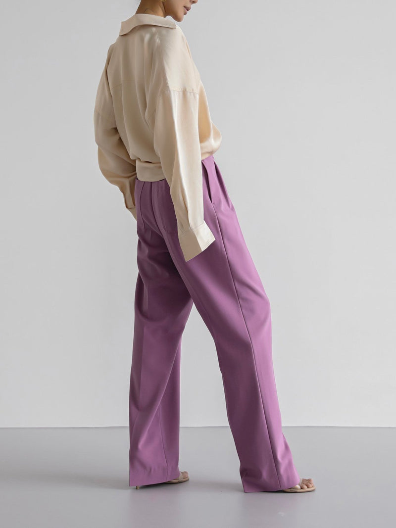 DOUBLE PLEATED STRETCH TROUSERS