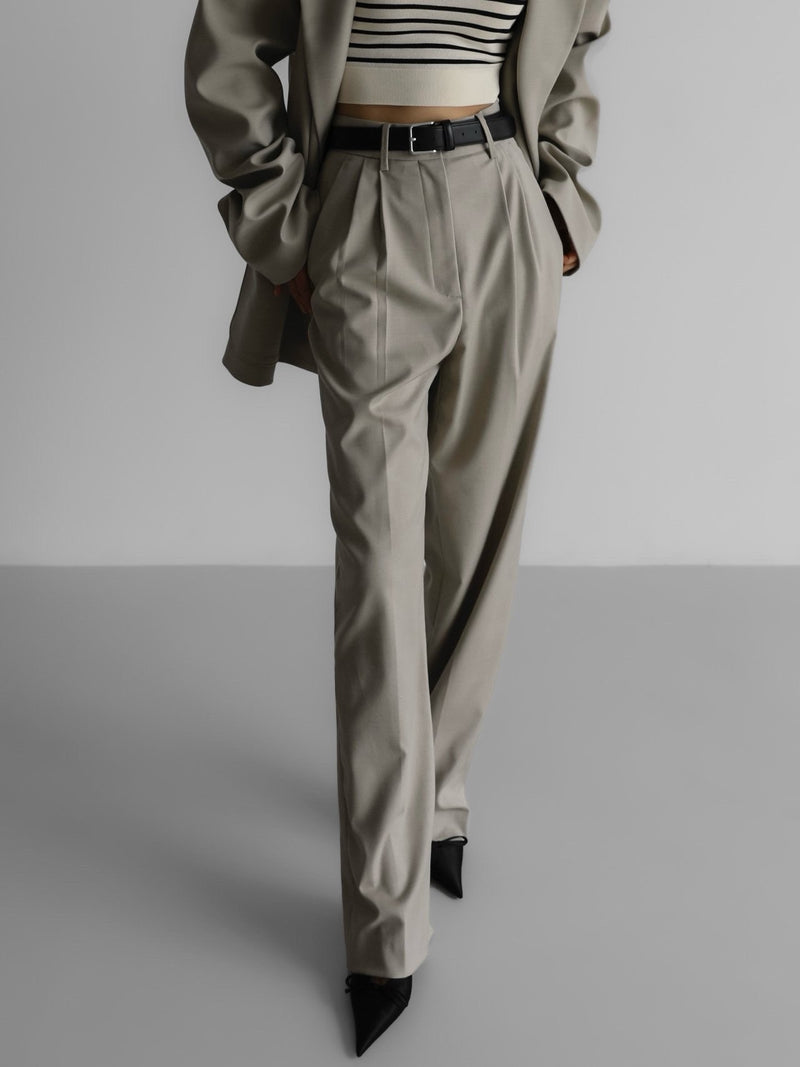 DOUBLE PLEATED SUIT TROUSERS