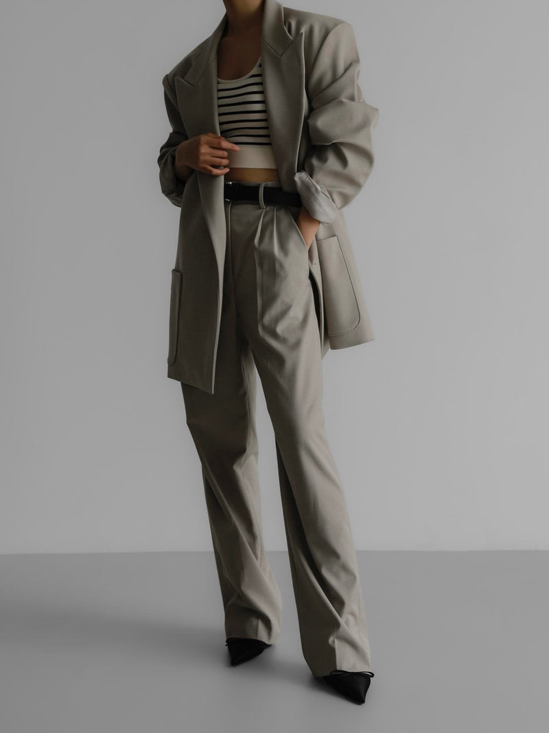 DOUBLE PLEATED SUIT TROUSERS