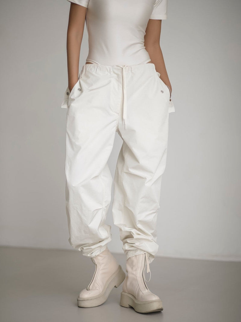 DRAWSTRING WAIST POCKET JOGGER TROUSERS