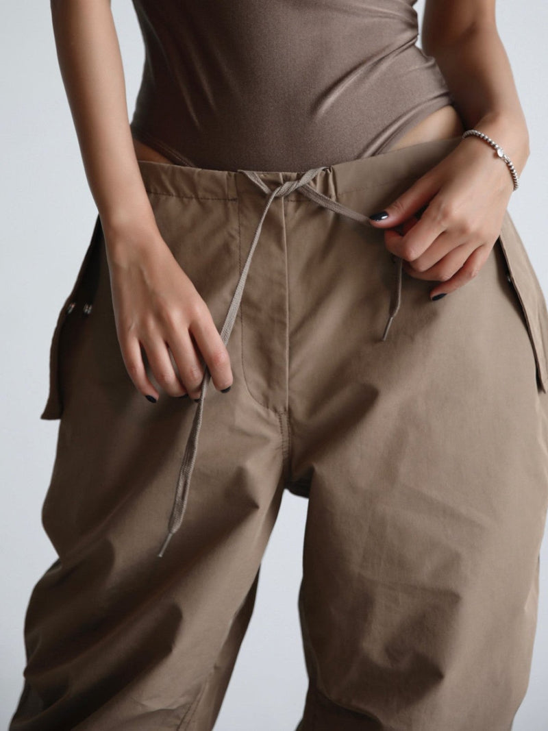 DRAWSTRING WAIST POCKET JOGGER TROUSERS