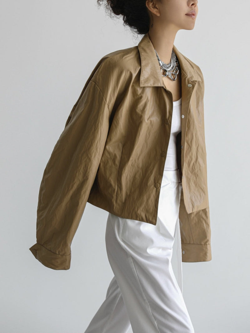 ECO LEATHER CROPPED COACH JACKET