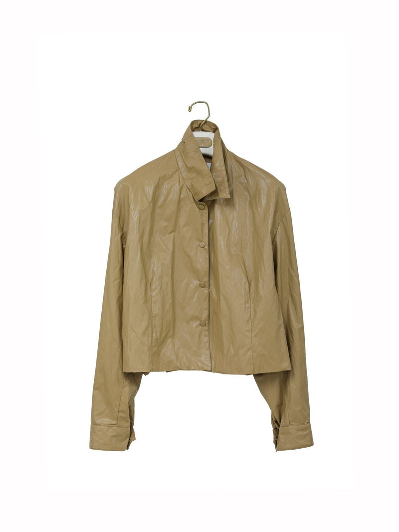 ECO LEATHER CROPPED COACH JACKET