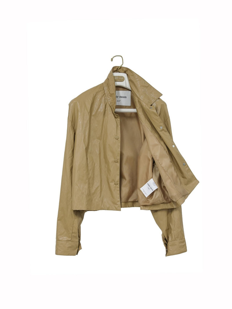 ECO LEATHER CROPPED COACH JACKET