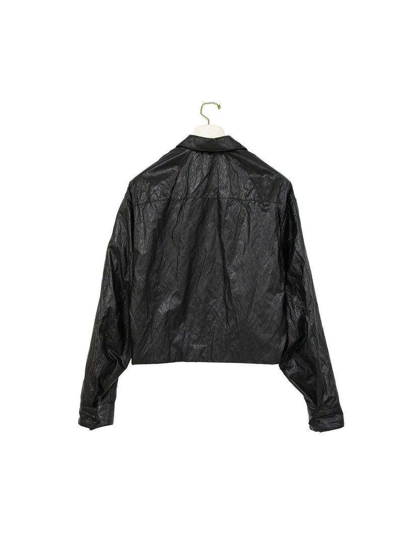 ECO LEATHER CROPPED COACH JACKET