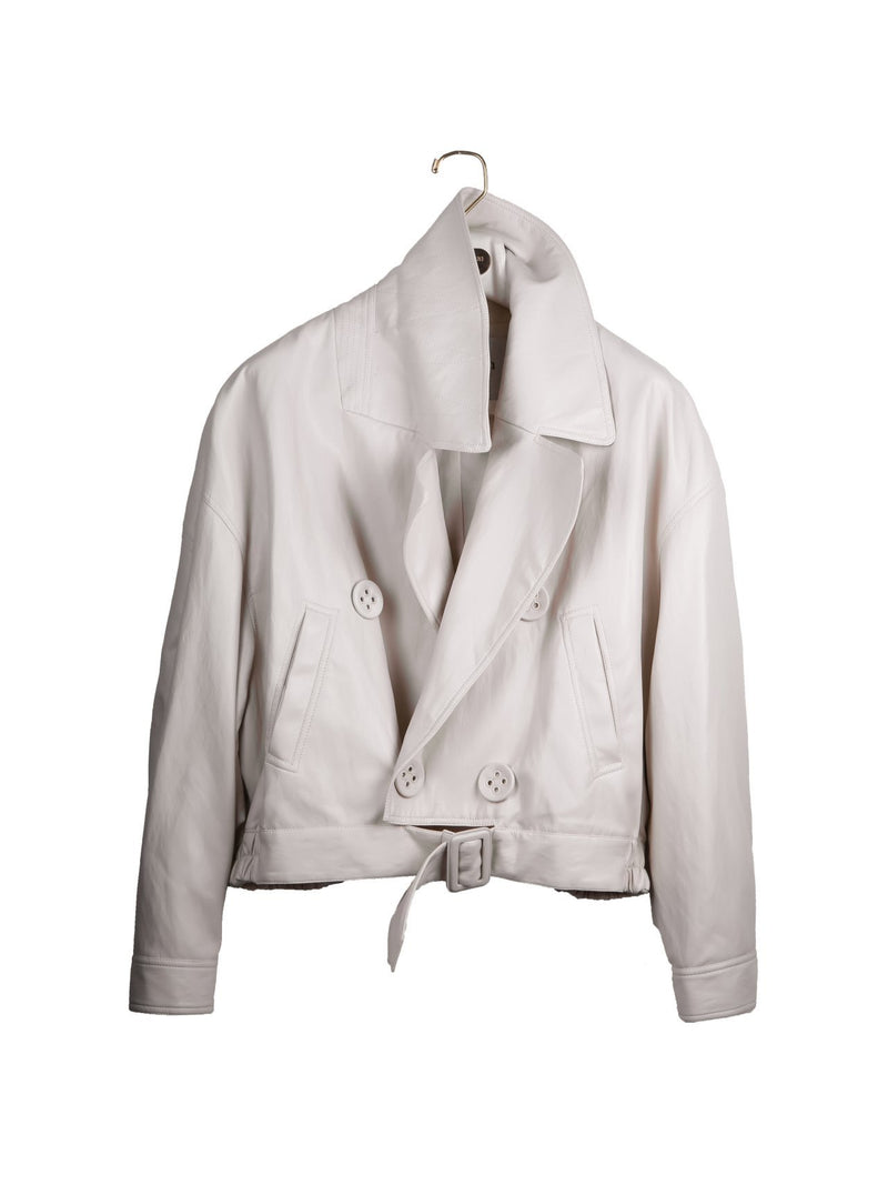 VEGAN LEATHER EYELET BUTTON TRENCH