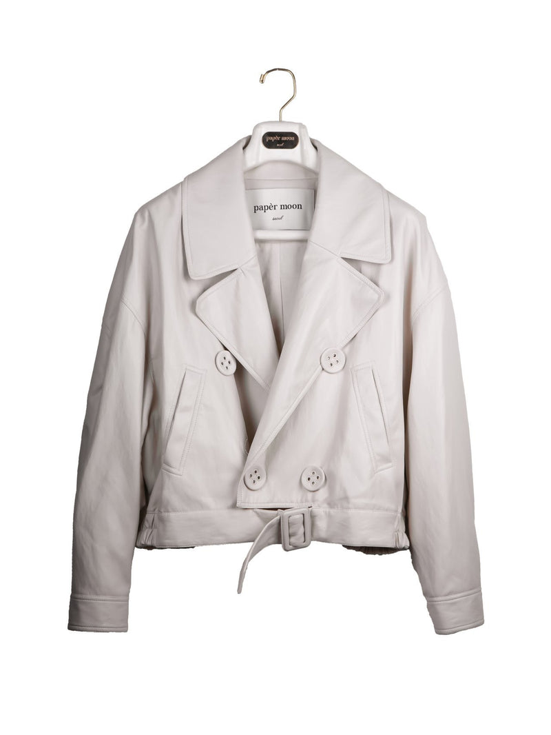 VEGAN LEATHER EYELET BUTTON TRENCH