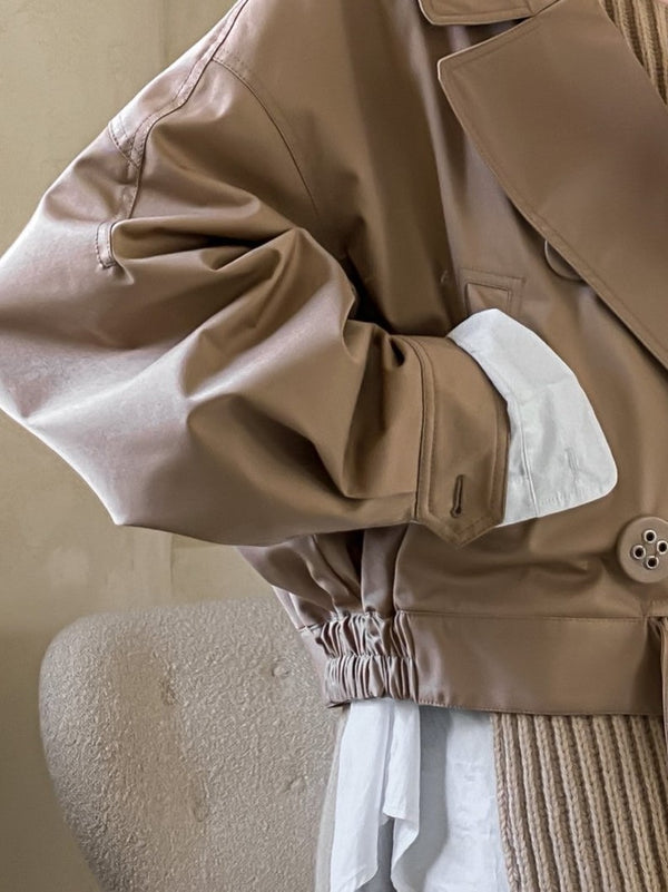 VEGAN LEATHER EYELET BUTTON TRENCH