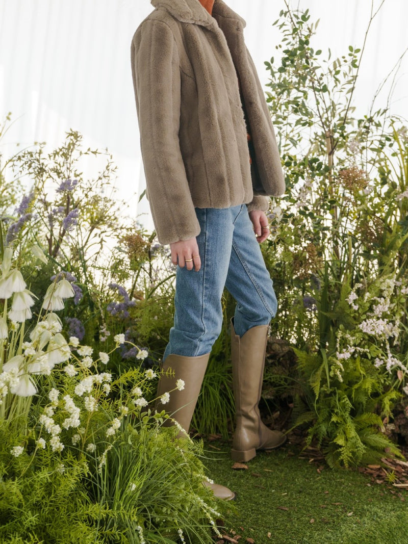 FAUX FUR COLLARED JACKET