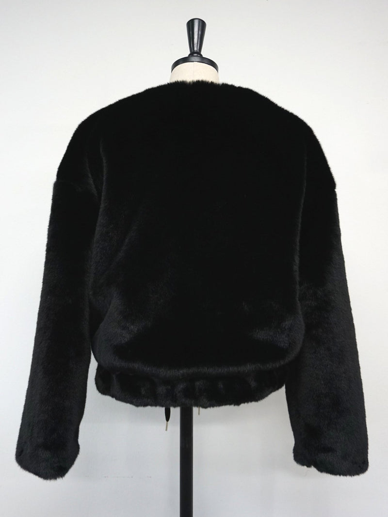 FAUX FUR COLLARLESS JACKET