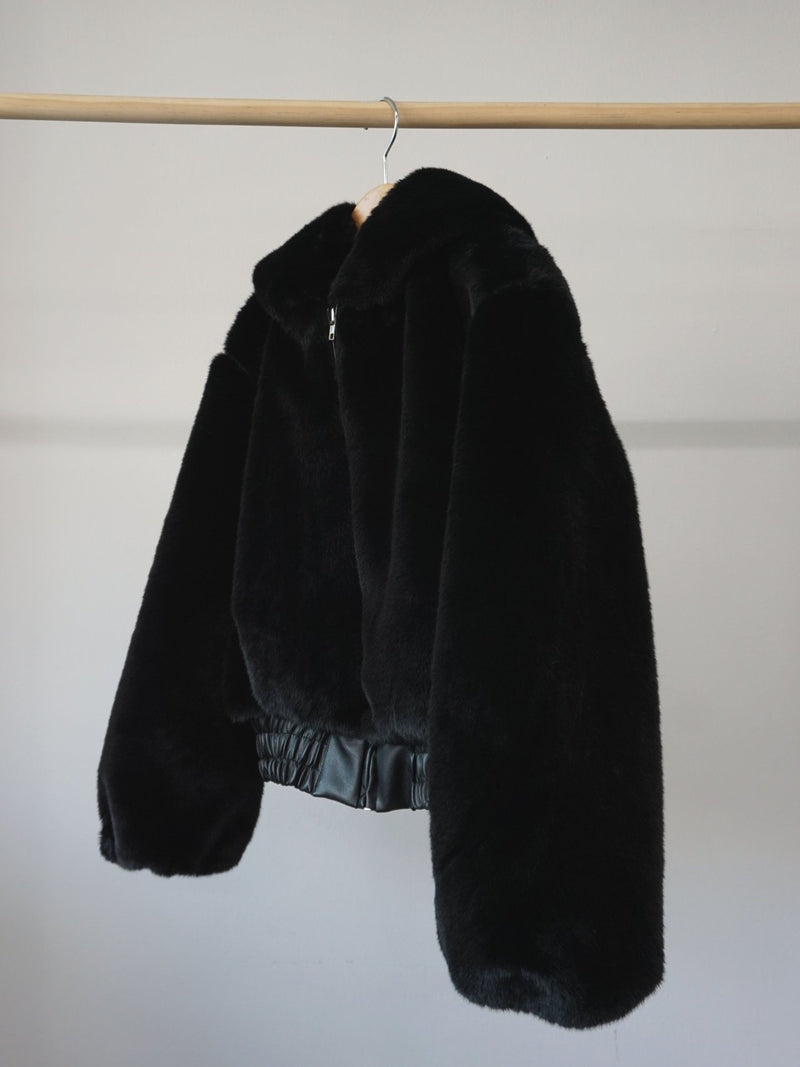 FAUX FUR JACKET WITH HOOD