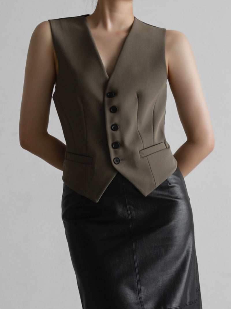 FIVE BUTTON TAILORED SUIT VEST