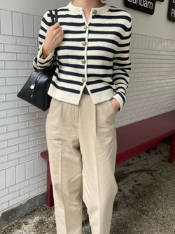 FRENCH STRIPE KNIT CARDIGAN