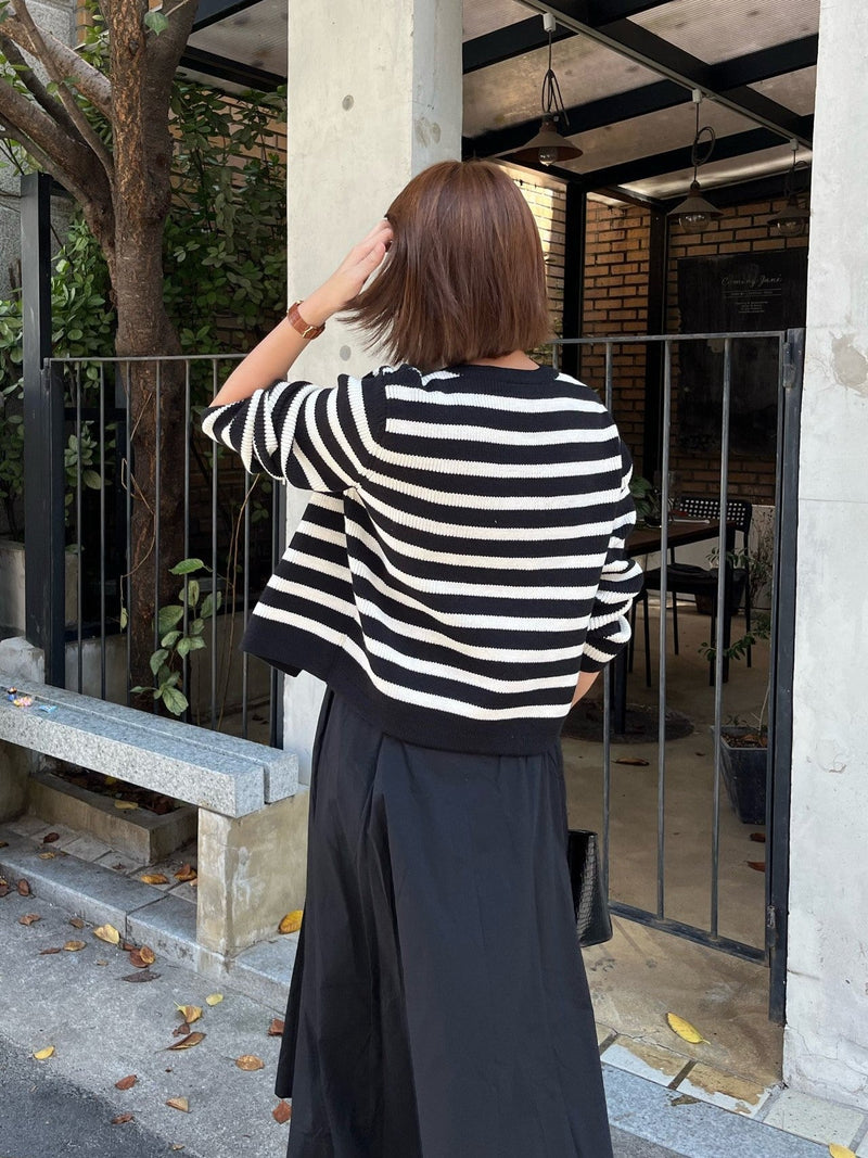 FRENCH STRIPE KNIT CARDIGAN